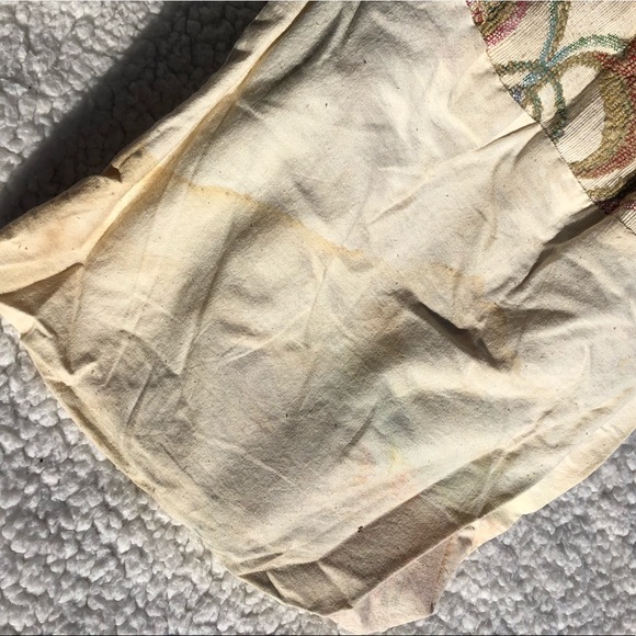 Vintage Floral Tapestry Wood Dowel Carpet Knitting Bag - Picture 8 of 8